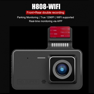 Cam WiFi GPS เลนส์คู่ HD 1080P กล้องบันทึกวิดีโอในรถยนต์ มุมกว้าง กล่องเซนเซอร์จอดรถ dvr Type Night Vision Loop Screen dvr สีดํา