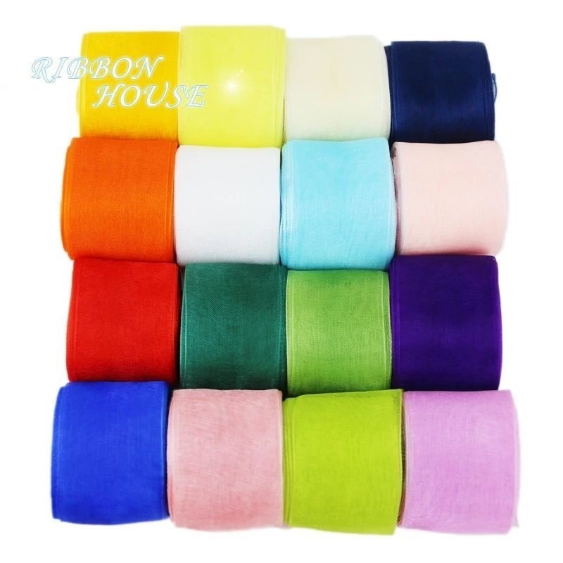 (50Yd/ม้วน) ริบบิ้น Organza 40 มม. สําหรับแฟชั่นโบว์ทําปีใหม่และตกแต่งคริสต์มาส