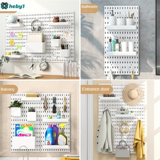 ชั้นวางของติดผนังรูบอร์ดชั้นวางของพร้อมสติกเกอร์ตะขอแขวน Pegboard heby1