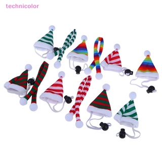 [technicolor] ผ้าพันคอ หมวกคริสต์มาส ขนาดเล็ก สําหรับตกแต่งบ้านตุ๊กตา 1 ชุด