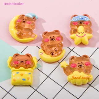 [technicolor] โบว์เรซิ่นใส รูปการ์ตูนหมีน่ารัก สําหรับตกแต่งโทรศัพท์มือถือ DIY 5 ชิ้น