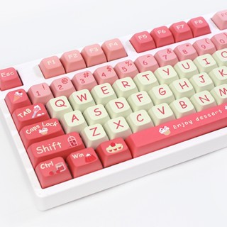 Cute Strawberry Keycap XDA Profile ปุ่มกดคีย์บอร์ด ลายสตรอเบอร์รี่น่ารัก สีชมพู สําหรับ Cherry Mx Switch Mechanical