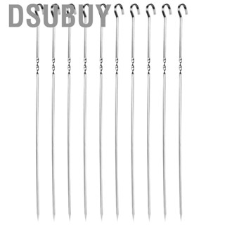 Dsubuy 10Pcs Barbecue Skewers Stainless Steel Flat Skewer Reusable Grilling