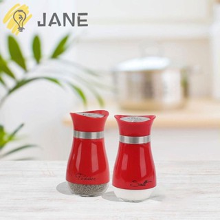 Jane ขวดสเตนเลส 4.7 นิ้ว สีแดง สวยงาม สําหรับใส่เครื่องปรุงรสพริกไทย เกลือ พริกไทย 2 ชิ้น