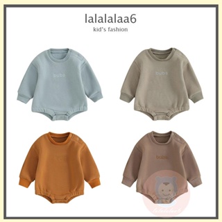 Laa6 ชุดรอมเปอร์ คอกลม แขนยาว ปักลายตัวอักษร สําหรับเด็กผู้ชาย