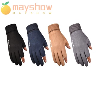 Mayshow ถุงมือหน้าจอสัมผัสที่อบอุ่น, ถุงมือขี่จักรยานกลางแจ้ง แบบหนา กันลม ให้ความอบอุ่น, ถุงมือขี่สกี ขี่จักรยาน ผ้ากํามะหยี่ขนนิ่ม กันความหนาว สําหรับฤดูหนาว