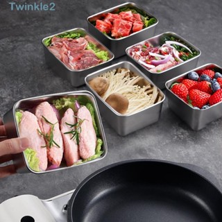 Twinkle กล่องอาหาร สเตนเลส ทรงสี่เหลี่ยมผืนผ้า พร้อมฝาปิด สําหรับตั้งแคมป์