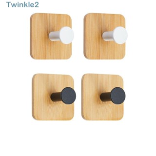 Twinkle ตะขอไม้ไผ่ ทรงสี่เหลี่ยม มีกาวในตัว ใช้ซ้ําได้ ทนทาน สีขาว 4 ชิ้น