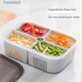 Twinkle กล่องพลาสติก 2 3 4 ช่อง สีเทา สําหรับเก็บอาหาร ผัก แช่แข็ง