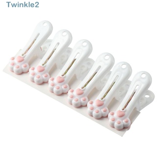 Twinkle คลิปหนีบผ้านวม ผ้าฝ้าย พลาสติก กันลม ทนทาน ลายกรงเล็บแมวน่ารัก แข็งแรง ไม่ทิ้งรอย สําหรับบ้าน 12 ชิ้น