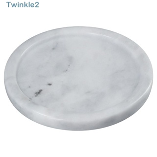 Twinkle ถาดเก็บของ ลายหินอ่อน ทรงกลม ขนาด 5.51 นิ้ว ทําความสะอาดง่าย สีขาว สําหรับสํานักงาน