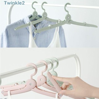 Twinkle ไม้แขวนเสื้อ แบบพับได้ สีชมพู สีเขียว สีฟ้า 15.75x3.94 นิ้ว 6 ชิ้น