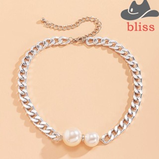 Bliss สร้อยคอโชคเกอร์ ประดับไข่มุก ทรงกลม สไตล์โกธิค เรียบง่าย เก๋ไก๋ แฟชั่นสําหรับผู้หญิง