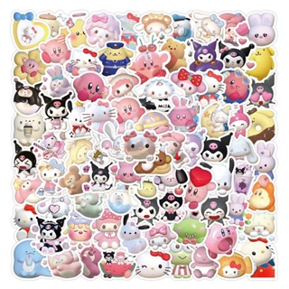 SANRIO สติกเกอร์ ลาย Hello Kitty Mymelody Cinnamoroll Kuromi Pochacco Keroppi 3D สําหรับติดตกแต่งหมวกกันน็อค จักรยาน 100 ชิ้น