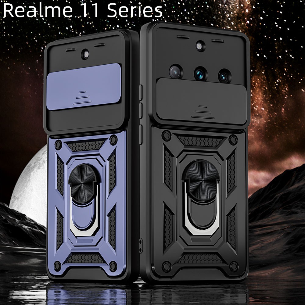 For Realme 11 Pro Plus 11Pro+ 11X Realme11Pro Realme11 4G 5G 2023 Slide Armor Camera Protective Phone Case For Realme 11X 5G Anti-fall Bumper Hard Shockproof Casing Back Cover