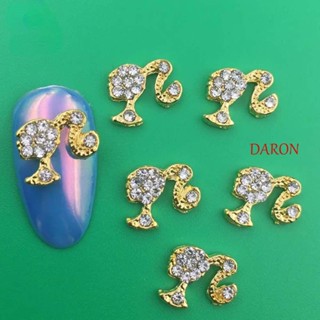 Daron เครื่องประดับตกแต่งเล็บ รูปบาร์บี้ สีทอง สีเงิน สําหรับเด็กผู้หญิง DIY จํานวน 5 ชิ้น ต่อชุด