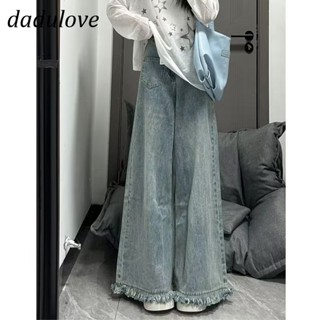 DaDulove💕 New American Ins High Street Retro Jeans Niche High Waist Raw Edge Wide Leg Pants Large Size Trousers