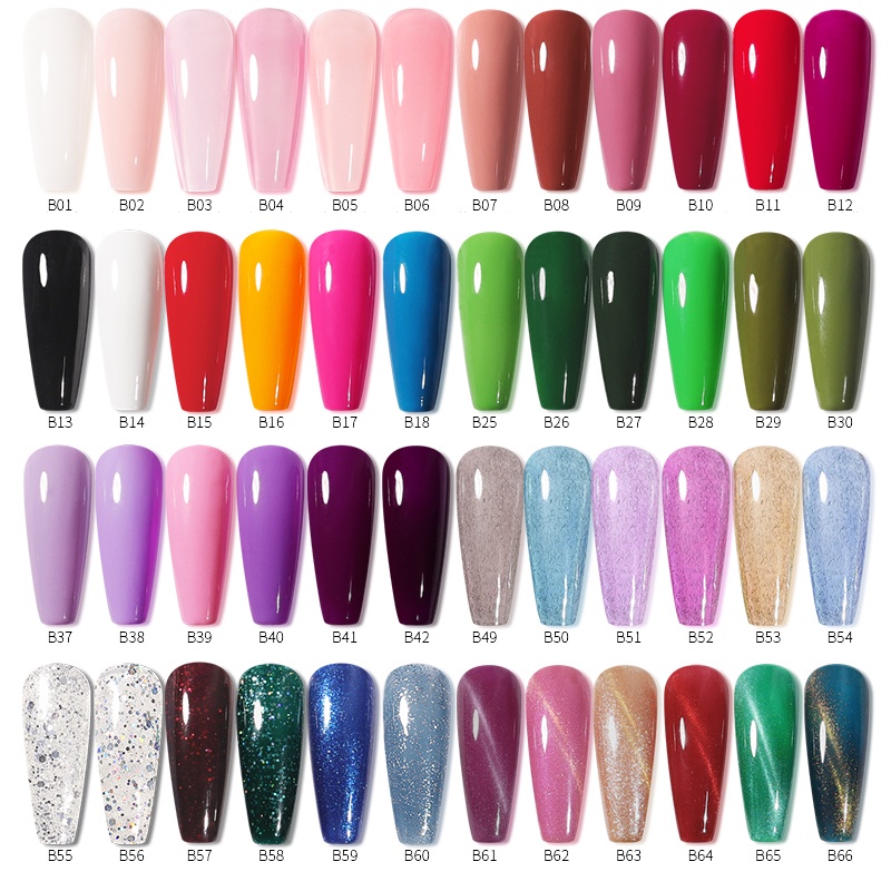 ยาทาเล็บเจล กลิตเตอร์ เลื่อม 12 มล. 66 สี สําหรับตกแต่งเล็บ