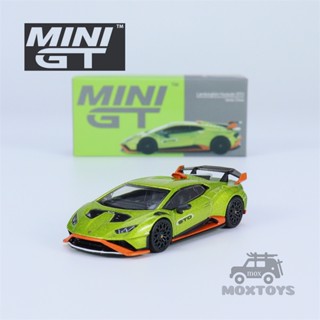 โมเดลรถยนต์ MINI GT 1:64 Huracan STO Verde Citrea LHD Diecast ของเล่นสําหรับเด็ก