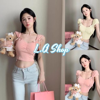 L.A Shop ​พร้อมส่ง เสื้อกล้ามไหมพรม ดีเทลโบว์ผูกน่ารัก สีพาสเทล "M5529/FY678" -C