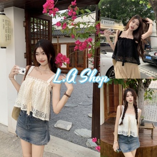 L.A Shop ​พร้อมส่ง เสื้อกล้ามถักไหมพรม ลายลูกไม้ ดีเทลผูกด้านหน้า "61622" -C