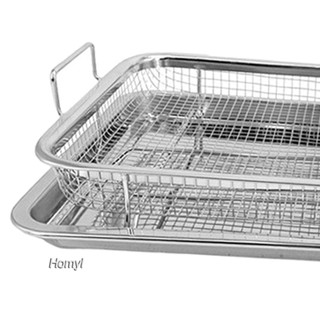 [Homyl] ชุดถาดตะแกรงย่าง และตะแกรงทอด ทนทาน สําหรับย่างเนื้อ บาร์บีคิว อาหารทะเล