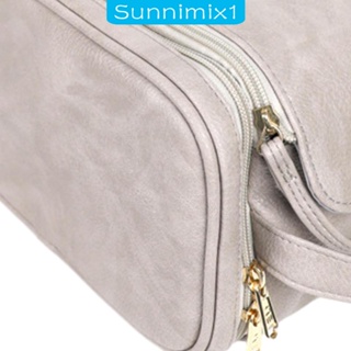 [Sunnimix1] กระเป๋าเครื่องสําอาง หนัง PU แบบพกพา ล้างทําความสะอาดได้ สําหรับใส่โลชั่น ดินสอเขียนคิ้ว