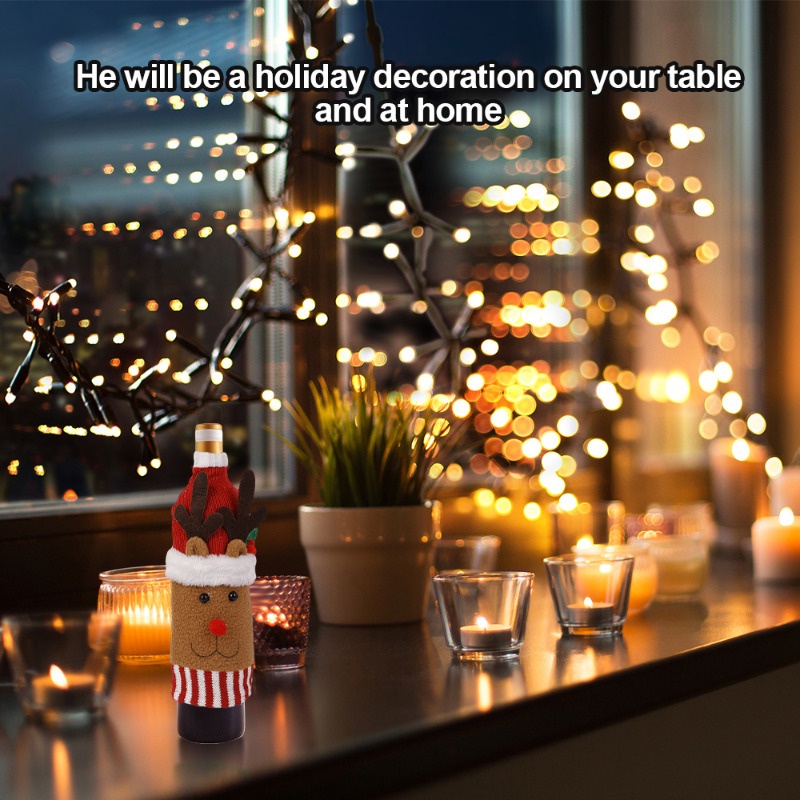 ฝาครอบขวดไวน์ รูปการ์ตูนคริสต์มาส แบบสร้างสรรค์ สําหรับตกแต่งบ้าน ห้องครัว ร้านอาหาร ปาร์ตี้คริสต์มาส - รูปที่ 2