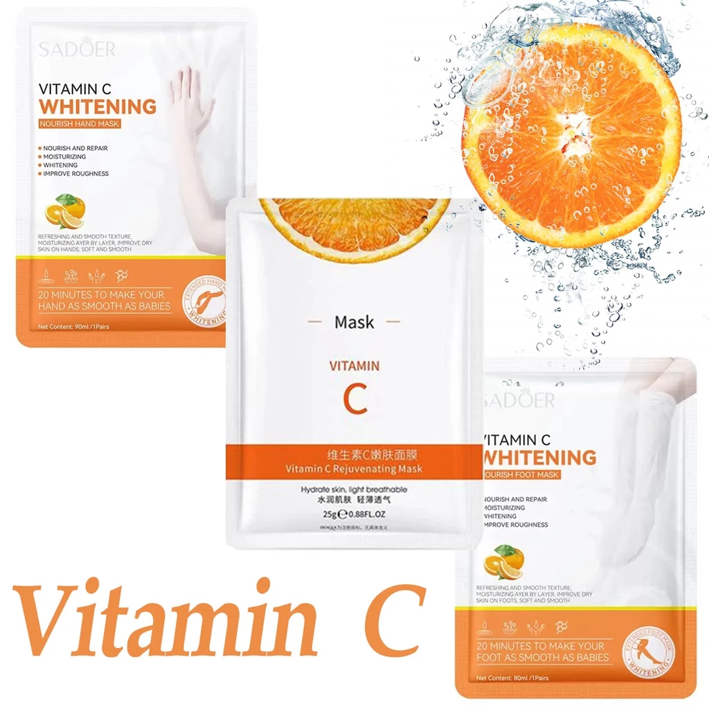 มาส์กผิวกาย🍊 ครอบคลุมแขนและน่อง วิตามินซีสูตรสาระสำคัญ, ให้ความชุ่มชื้น, ไวท์เทนนิ่ง, แก้ผิวแห้งแตก, ลดริ้วรอย