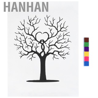 Hanhan Beautiful Fingerprint Tree DIY Guest Signature Sign‑In Book Canvas Thumbprint Painting Poster Unique Artwork for Weddings Birthdays