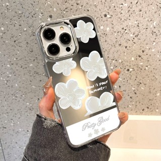 หุ้นไทย 💥เคสกระจกแต่งหน้าสำหรับ for iPhone 11 14 Pro Max 15 13 12 Pro Max 13 14 Pro 15 Plus เคสโทรศัพท์ลายดอกไม้น่ารัก