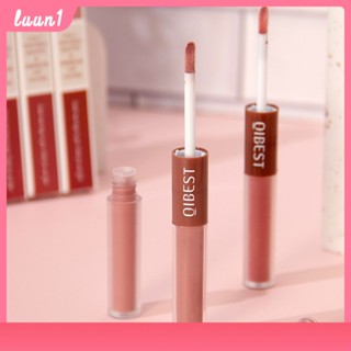 Qibest Velvet Matte Waterproof Non-stick Cup ลิปกลอสไม่ซีดจาง 2-in -1 Double Matte Lip Glaze แต่งหน้า cod