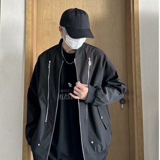 เสื้อแจ็กเก็ตเบสบอล สีพื้น เข้ากับทุกการแต่งกาย สไตล์อเมริกันเรโทร สําหรับผู้ชาย และผู้หญิง