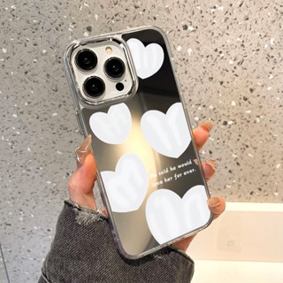 หุ้นไทย 💥เคสกระจกแต่งหน้าสำหรับ for iPhone 11 14 Pro Max 15 13 12 Pro Max 14 Pro 15 Plus เคสโทรศัพท์มือถือลายหัวใจรัก