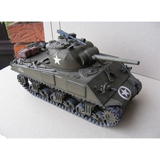 โมเดลรถถังกระดาษ ขนาดกลาง 1:25 American Sherman M4A3 DIY