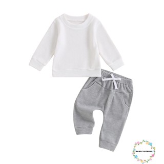 Babyclothes- ชุดเสื้อแขนยาว คอกลม กางเกงขายาว 2 ชิ้น สําหรับเด็กผู้ชาย