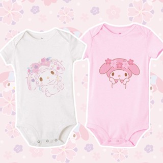 ชุดรอมเปอร์ บอดี้สูท แขนสั้น ลายการ์ตูน My Melody สําหรับเด็กทารกผู้หญิง