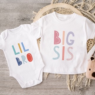 เสื้อยืดแขนสั้น พิมพ์ลาย Big Brother Little Sister แฟชั่นฤดูร้อน สําหรับเด็กผู้หญิง และเด็กผู้ชาย 1 ชิ้น