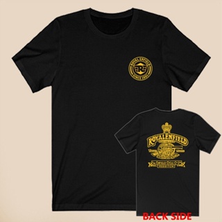 เสื้อยืดผ้าฝ้าย 2023 [S-5XL]เสื้อยืด คอกลม พิมพ์ลายโลโก้ Royal Enfield สีดํา สําหรับผู้ชาย