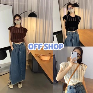 OFF SHOP พร้อมส่ง (OFF-7683) เสื้อแขนกุดถักไหมพรม สไตล์เกาหลี ลายเปีย -C