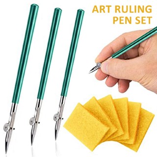 New 3pcs Art Ruling Pen Set Masking Fluid Pen with 6pcs Glue Residue Eraser