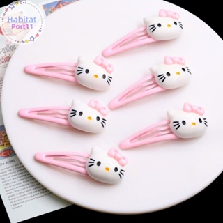 Habitatport Kawaii Hello Kitty กิ๊บติดผม รูปหยดน้ําน่ารัก สีชมพู เครื่องประดับแฟชั่น สําหรับเด็ก