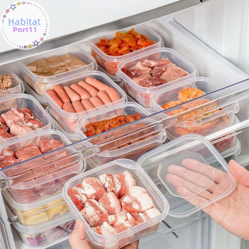 Habitatport กล่องเก็บเนื้อสัตว์แช่แข็ง รักษาความสดอาหาร เกรดอาหาร สําหรับตู้เย็น