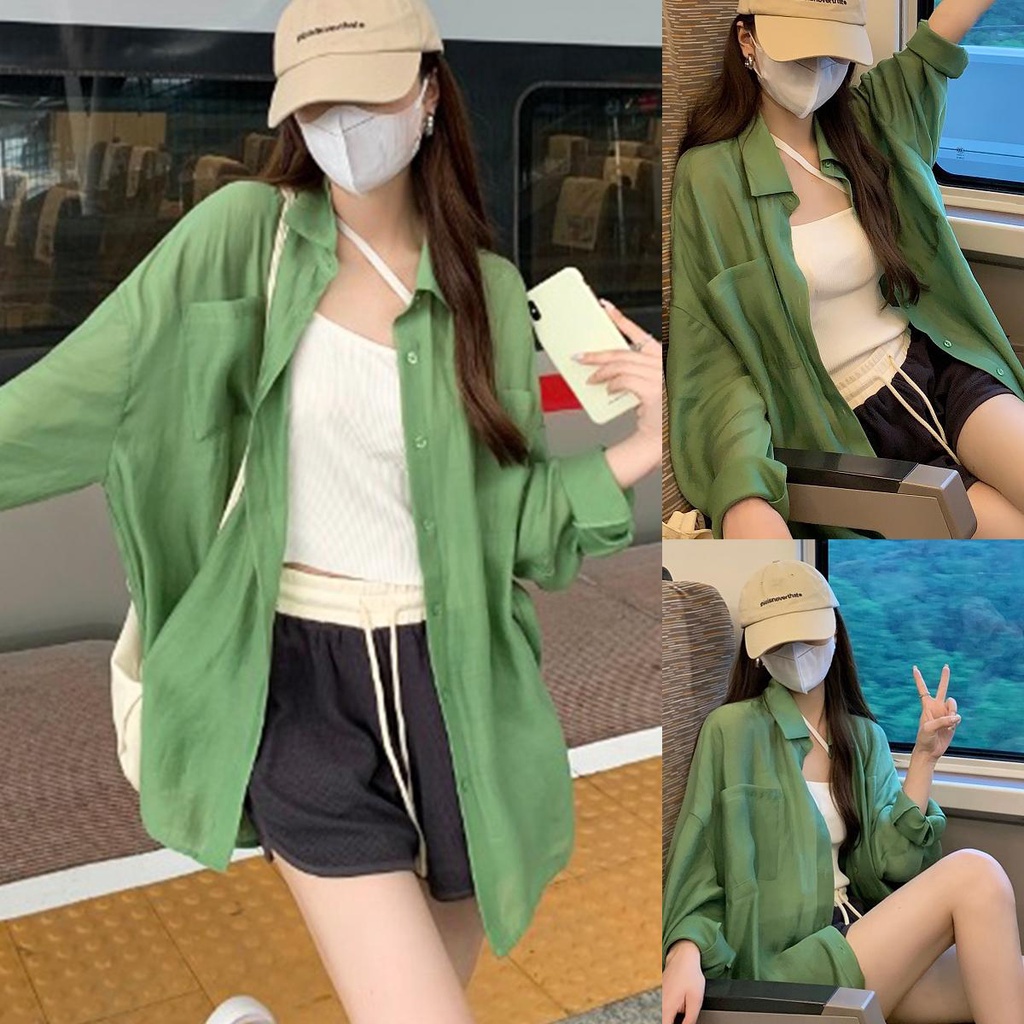 KOKO w250 *พร้อมส่ง*เสื้อแขนยาวแฟชั่นผู้หญิง chic เป็นที่นิยม ป้องกันแสงแดด สไตล์เกาหลี หลวม ผ้าเบา