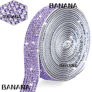 Banana1 ริบบิ้นริบบิ้น 6 หลา มีกาวในตัว 0.35 นิ้ว 6 แถว พลอยเทียม สีม่วง DIY สําหรับตกแต่งงานแต่งงาน