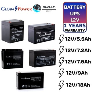 COINSคืน15%⚡FB9JMZV6⚡ GLOBAL POWER แบตเตอรี่เครื่องสำรองไฟ UPS ขนาด 12V 5.5AH 7.2AH 7.5AH 9AH 18AH ประกัน 1 ปี