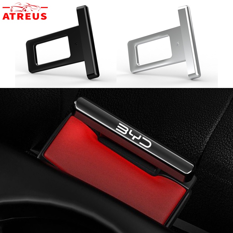1/2 ชิ้น BYD สังกะสีอัลลอยด์รถ Mini ซ่อนความปลอดภัยเข็มขัดนิรภัยหัวเข็มขัดคลิป Muffler Alarm Silencer สําหรับ BYD Dolphin Atto 3 Sealion 6 Sealion 7 M6 Seal U Han EV Seagull Atto3 Yuan plus
