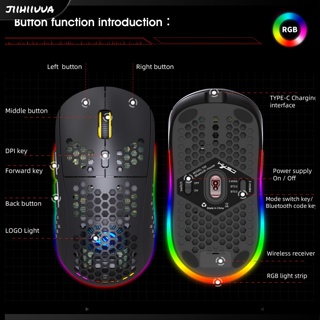 Jl- เมาส์เกมมิ่งไร้สาย 2.4g Rgb Type-c แบบชาร์จไฟได้