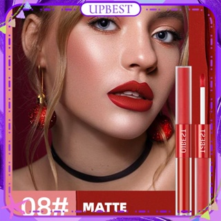 ♕ Qibest Matte Mirror Double-ended Lip Glaze Velvet Moisturizing Smooth 2-in-1 Lipstick Easy To Colour Long Lasting Lip Makeup 8 แบบ UPBEST