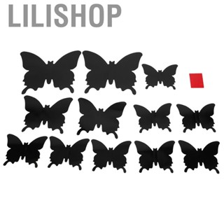 Lilishop 24Pcs/Set Stereoscopic Black Butterflies Wall  Living Room Ornament